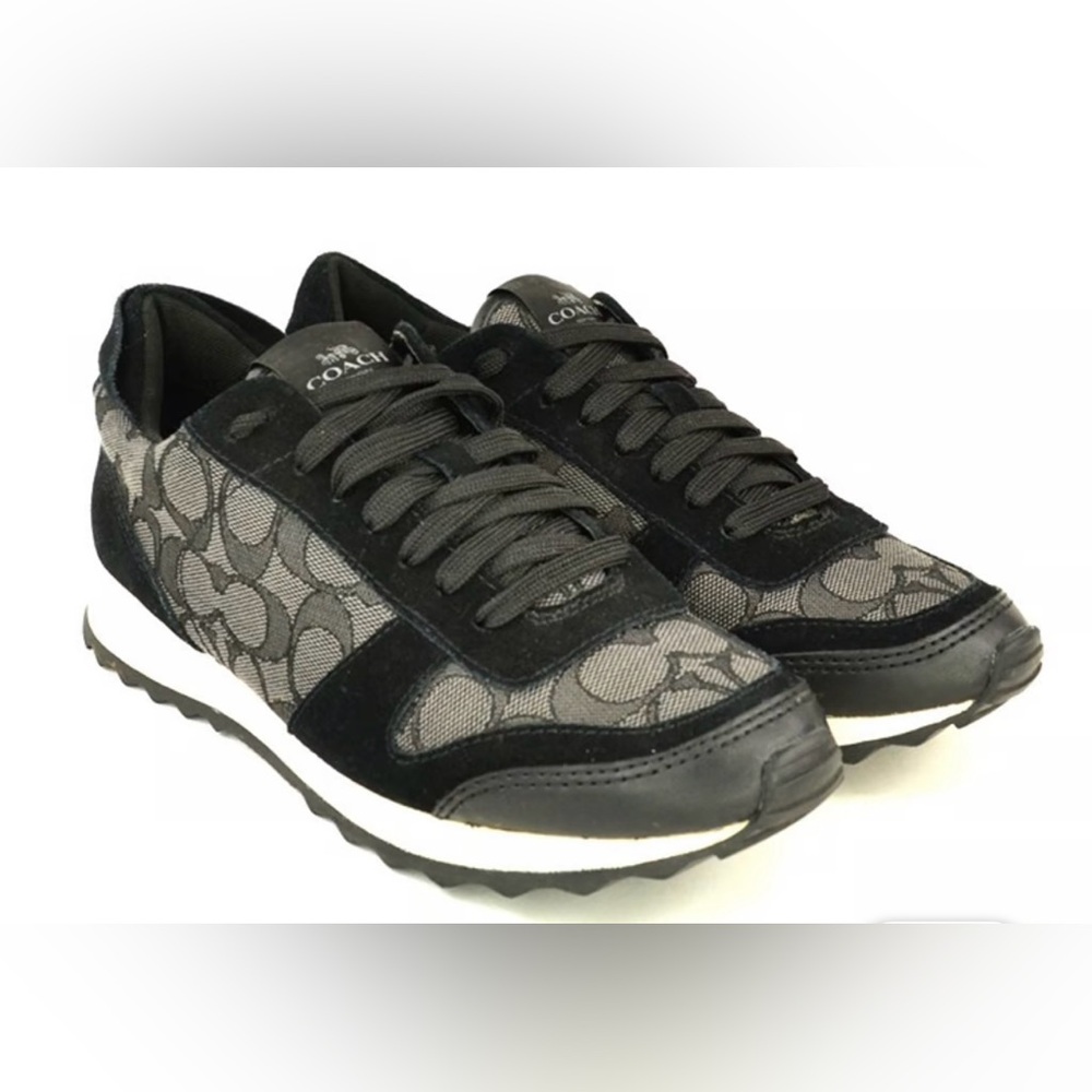 COACH Mason Jacquard Women's Size 9.5 Black & Grey Monogram Casual Sneakers